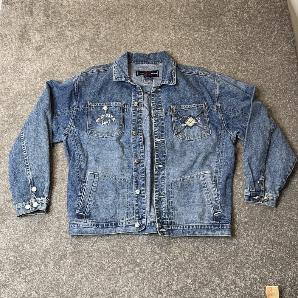Phat Farm Men’s Denim Jacket XL 18/20 Oversized 90s Y2K Hip Hop Streetwear